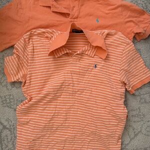 Ralph Lauren Men's Polo in Orange and White Stripes